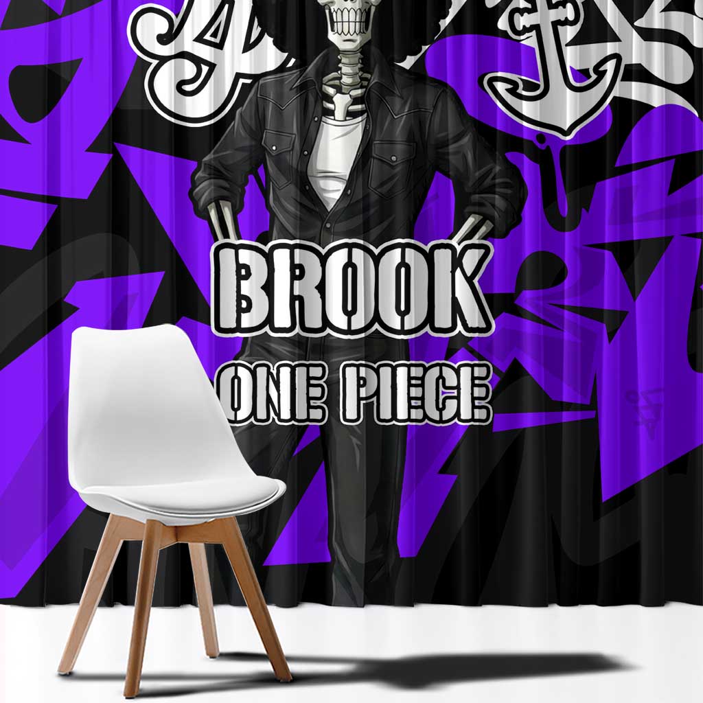 Brook One Piece Window Curtain Graffiti Street Art Anime Collage