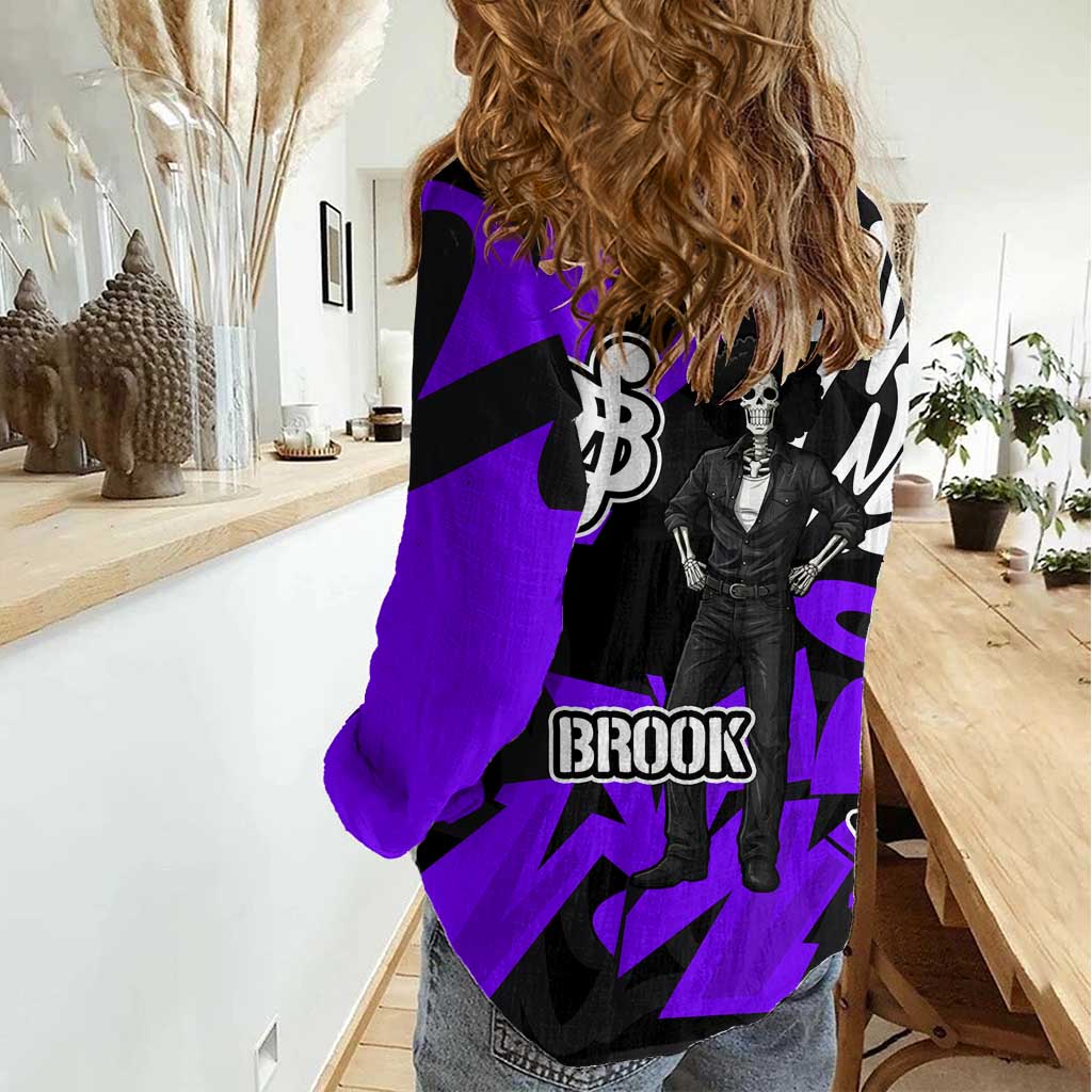 Brook One Piece Women Casual Shirt Graffiti Street Art Anime Collage
