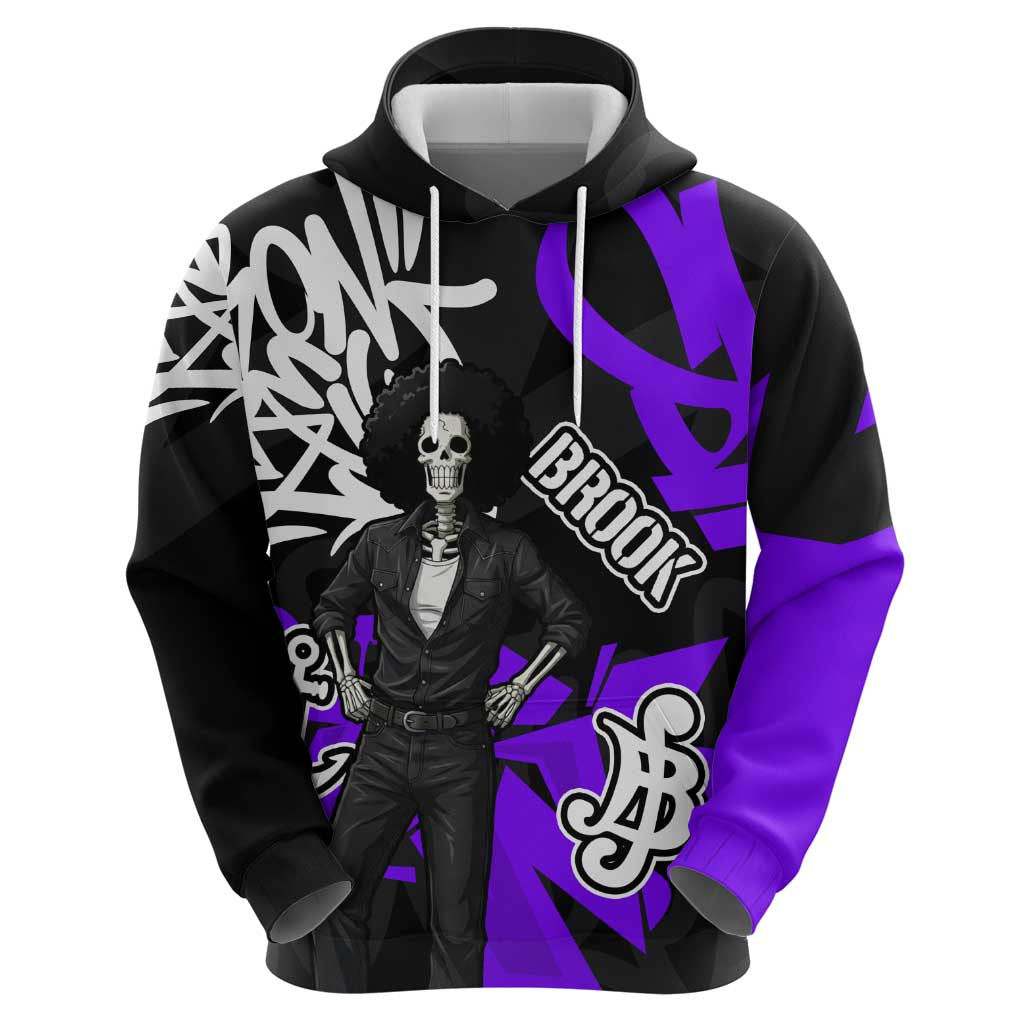 Brook One Piece Zip Hoodie Graffiti Street Art Anime Collage