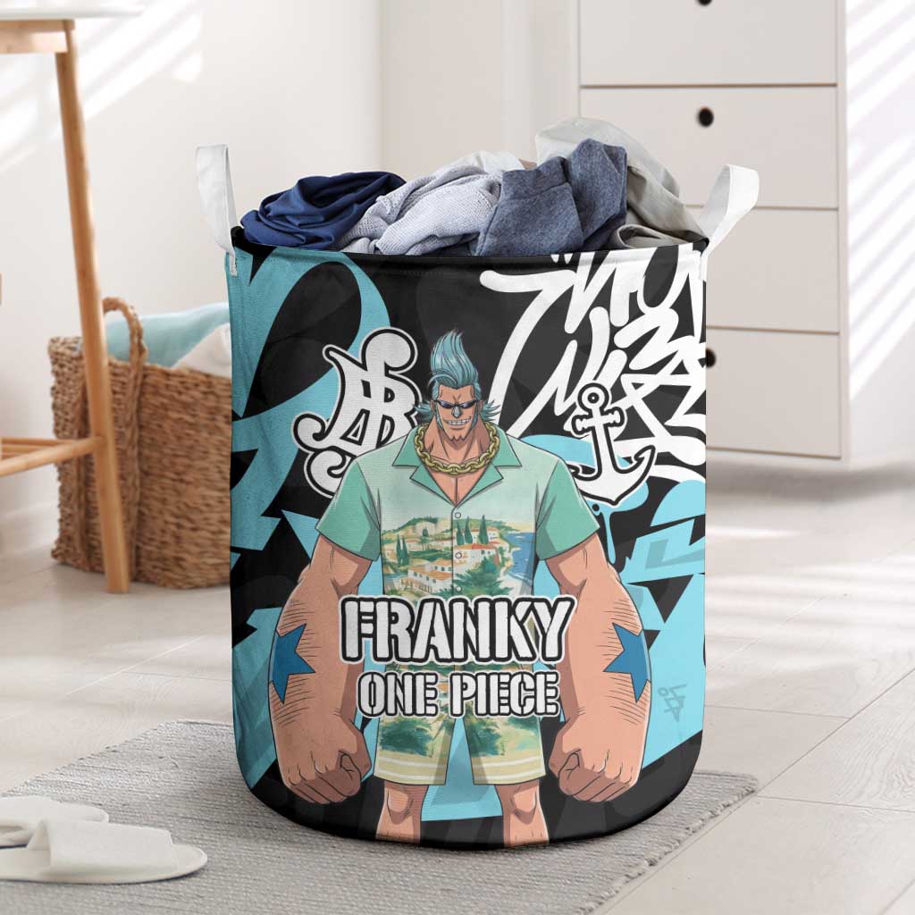 Franky One Piece Laundry Basket Graffiti Street Art Anime Collage