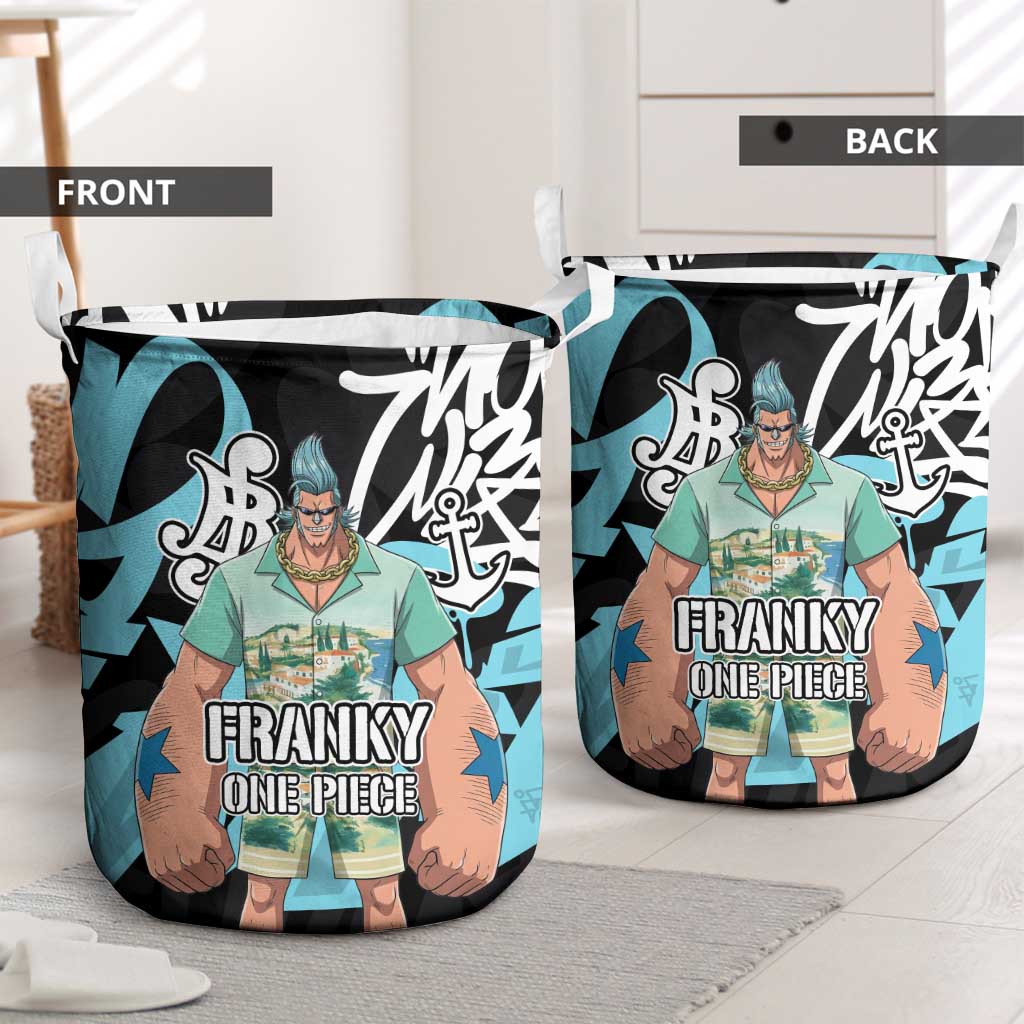 Franky One Piece Laundry Basket Graffiti Street Art Anime Collage
