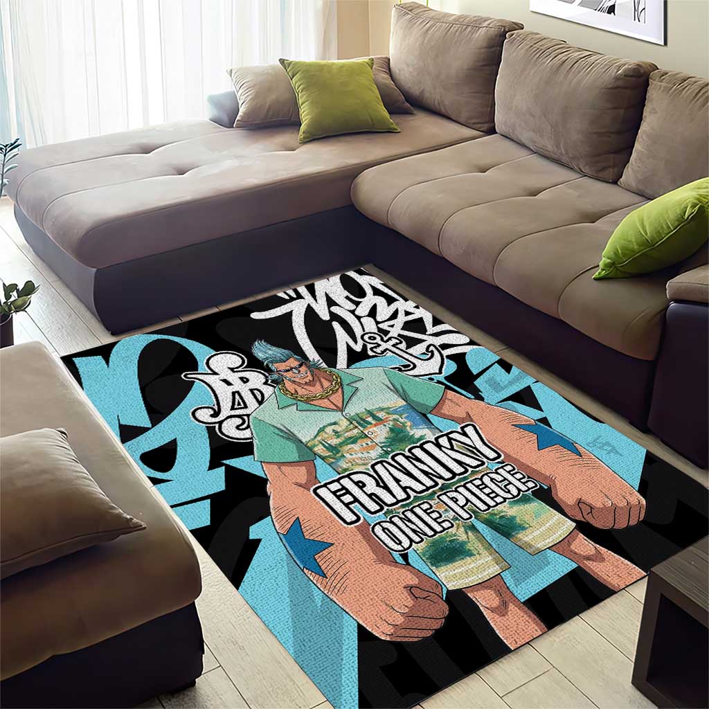 Franky One Piece Area Rug Graffiti Street Art Anime Collage