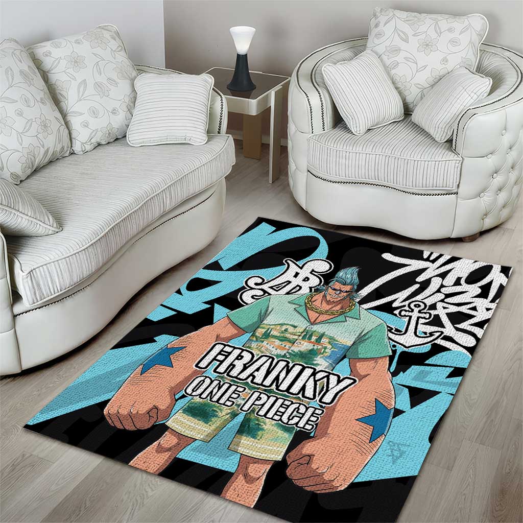 Franky One Piece Area Rug Graffiti Street Art Anime Collage