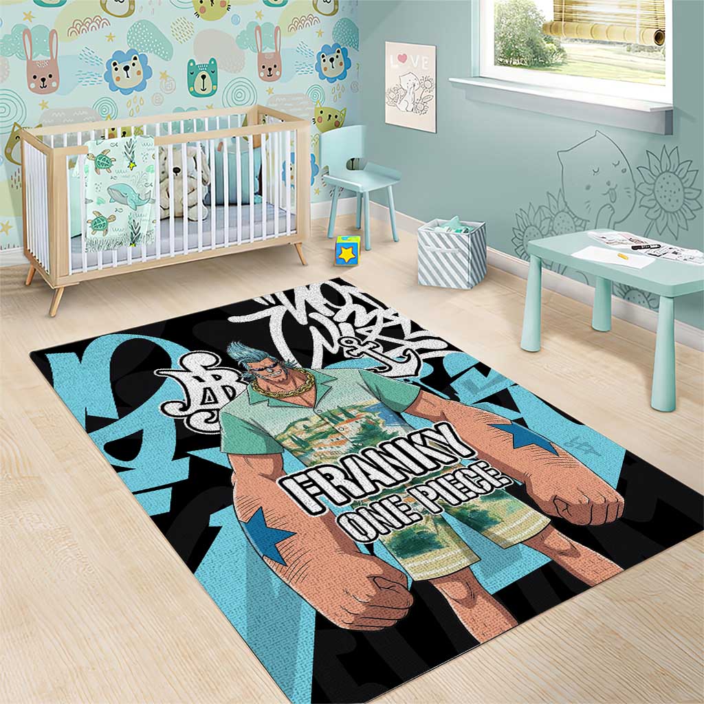 Franky One Piece Area Rug Graffiti Street Art Anime Collage