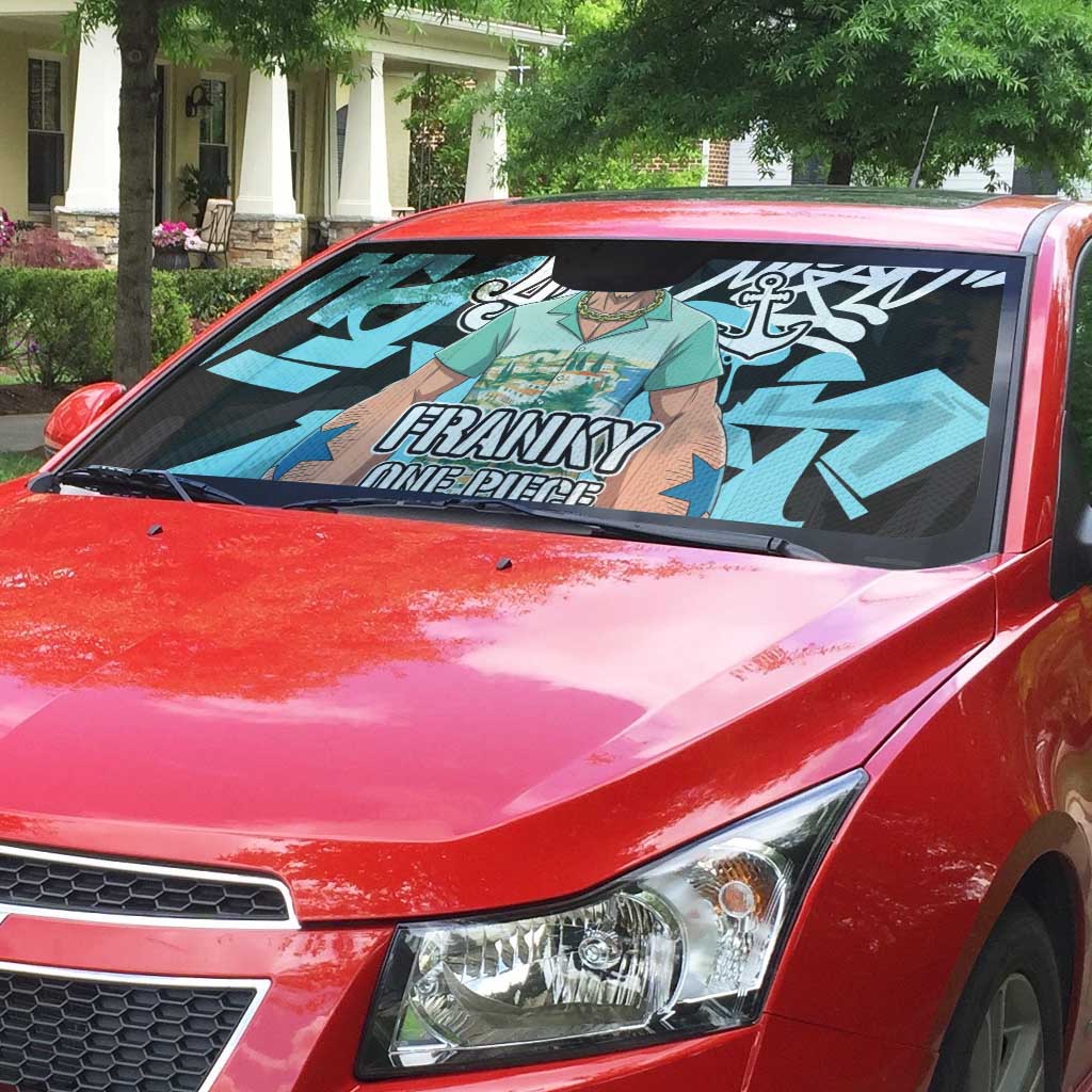 Franky One Piece Auto Sun Shade Graffiti Street Art Anime Collage