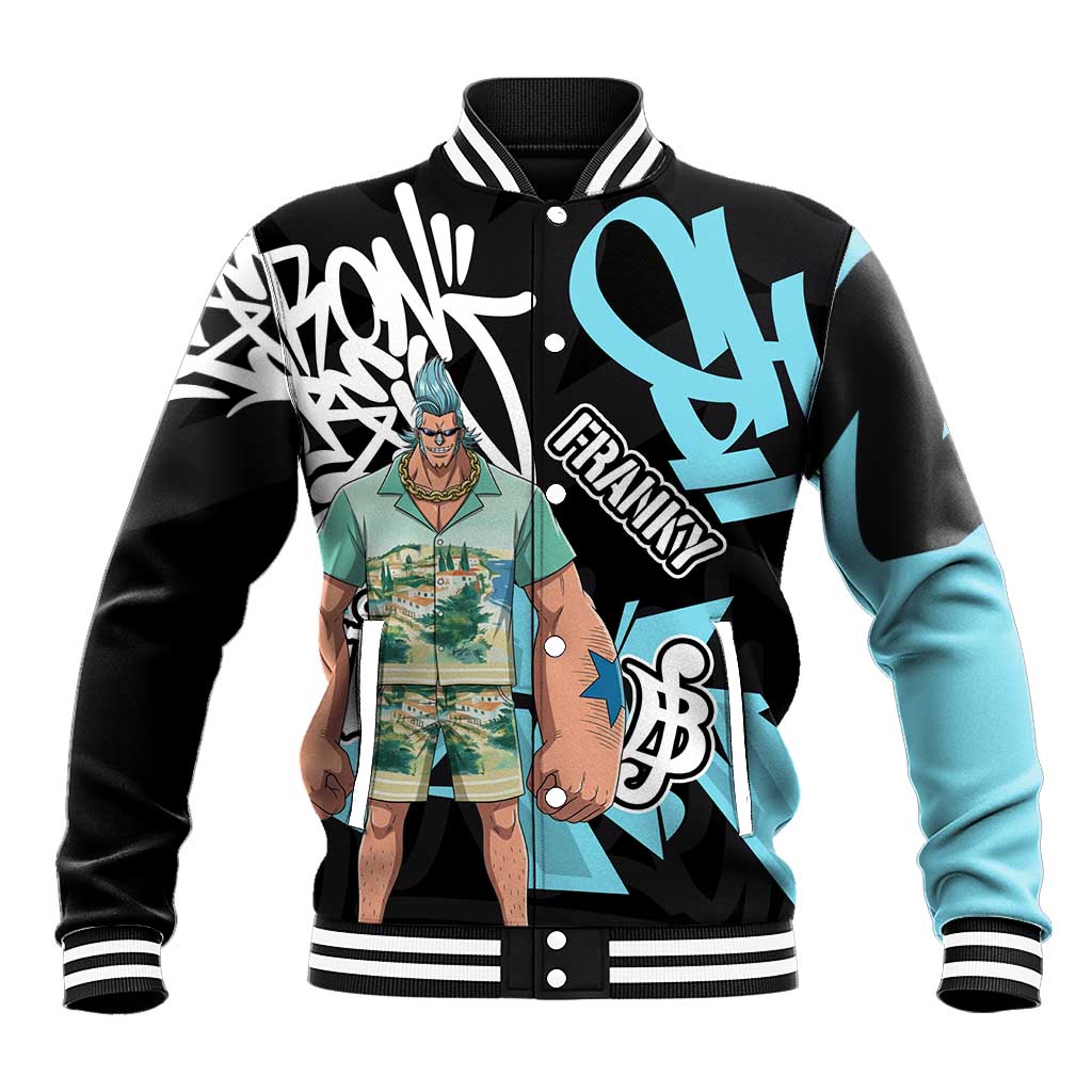Franky One Piece Baseball Jacket Graffiti Street Art Anime Collage
