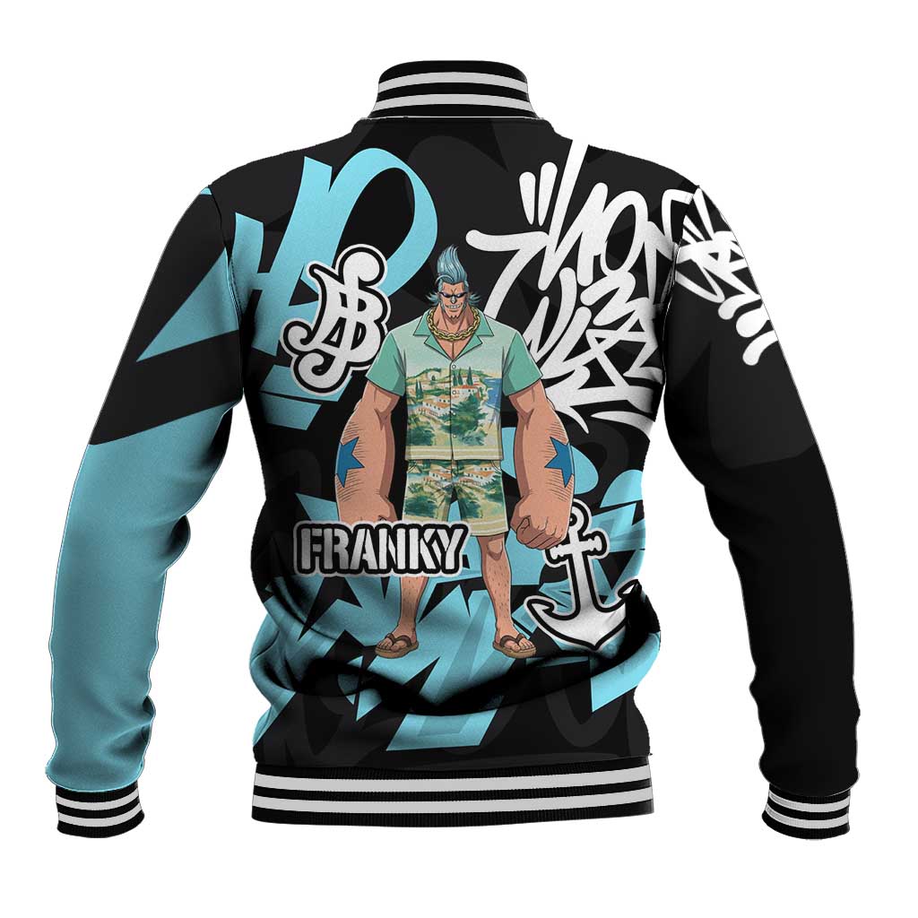 Franky One Piece Baseball Jacket Graffiti Street Art Anime Collage