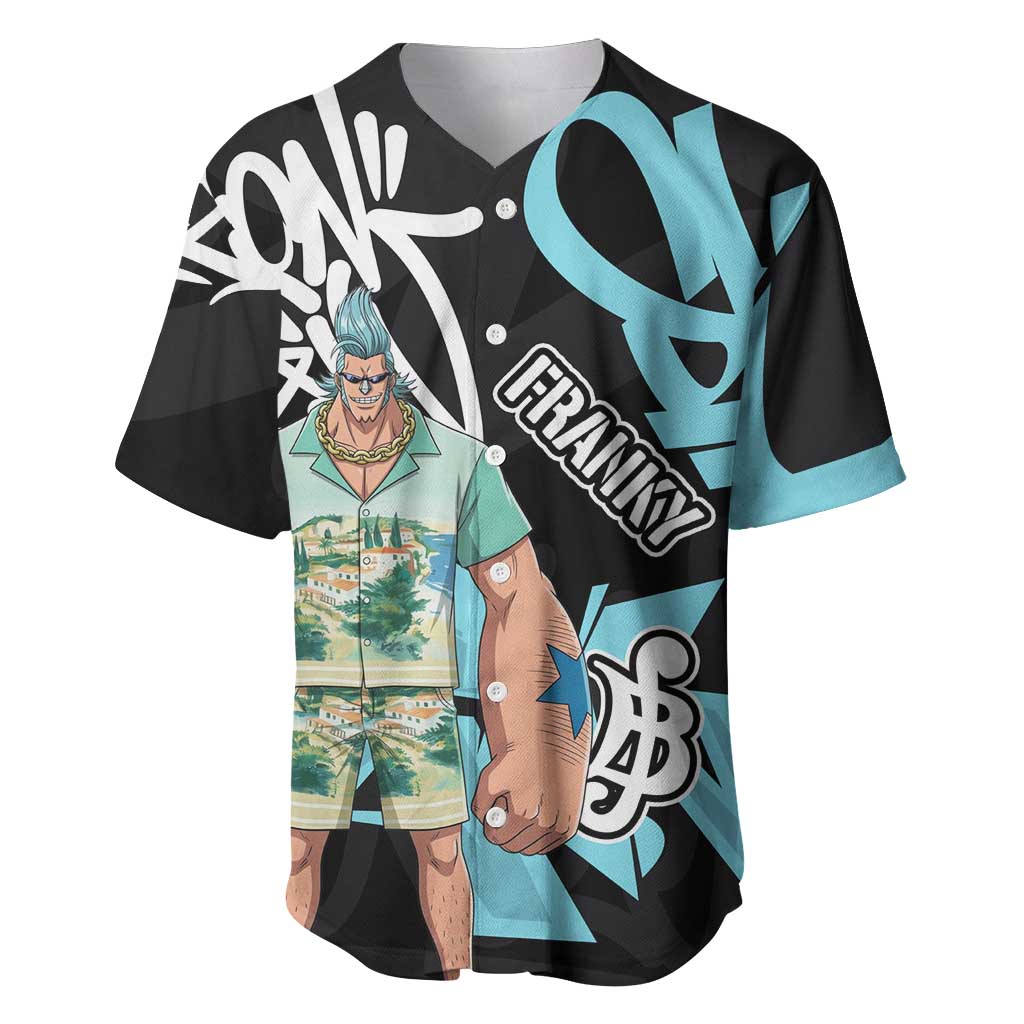 Franky One Piece Baseball Jersey Graffiti Street Art Anime Collage