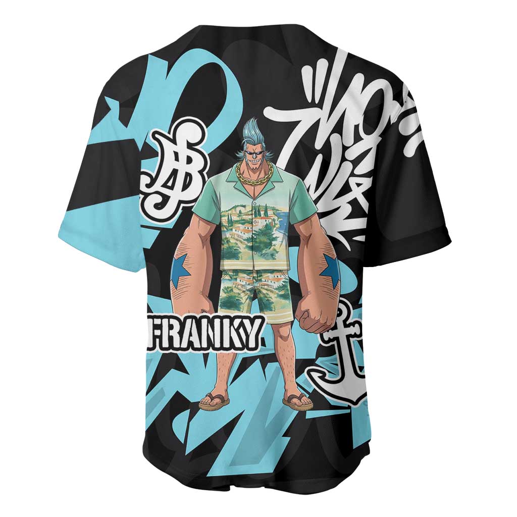 Franky One Piece Baseball Jersey Graffiti Street Art Anime Collage