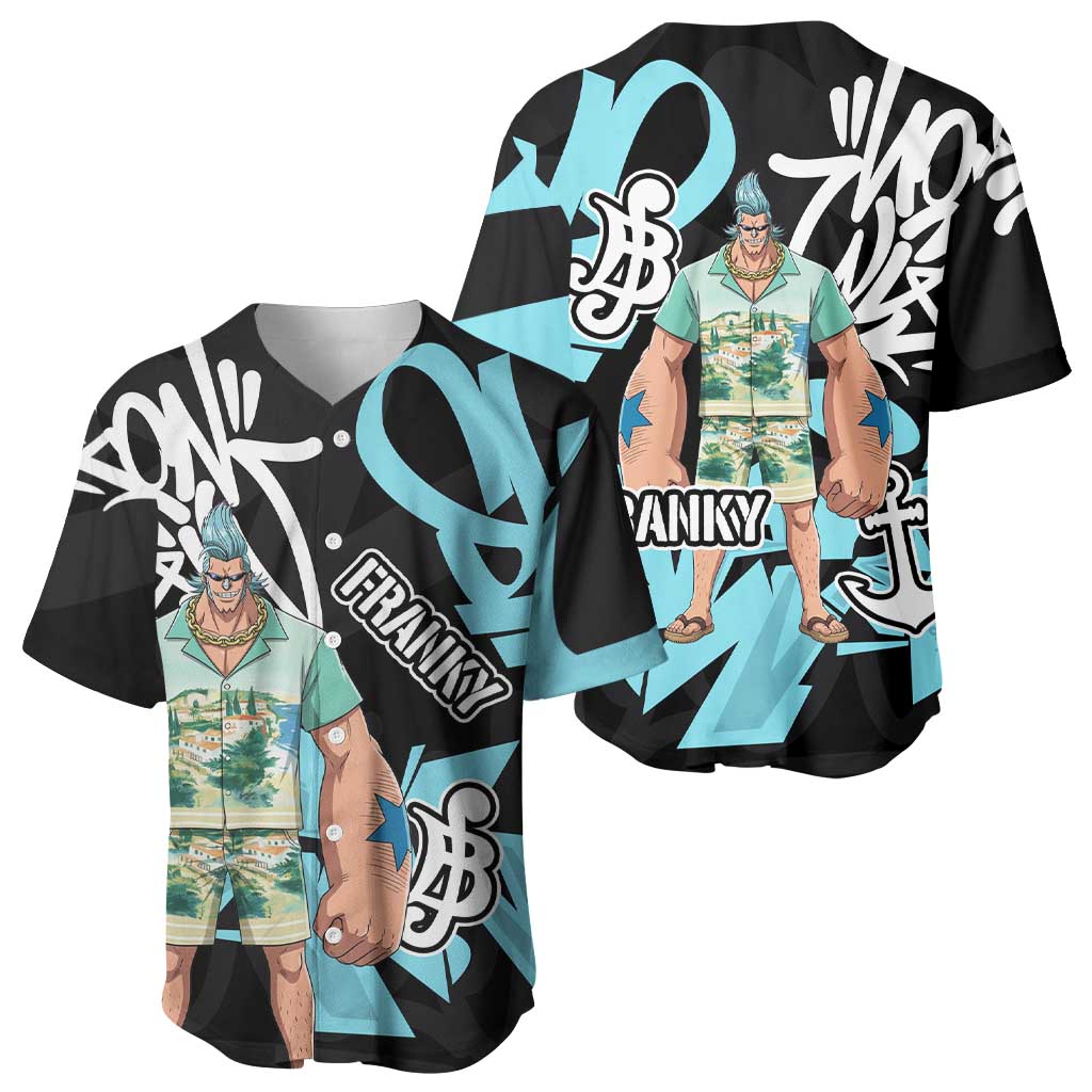 Franky One Piece Baseball Jersey Graffiti Street Art Anime Collage