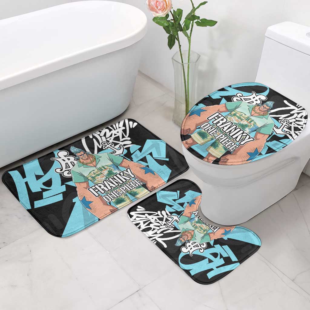 Franky One Piece Bathroom Set Graffiti Street Art Anime Collage