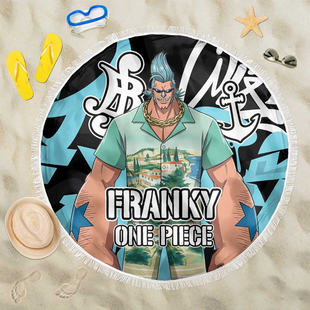 Franky One Piece Beach Blanket Graffiti Street Art Anime Collage