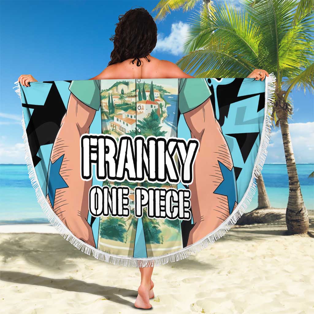 Franky One Piece Beach Blanket Graffiti Street Art Anime Collage
