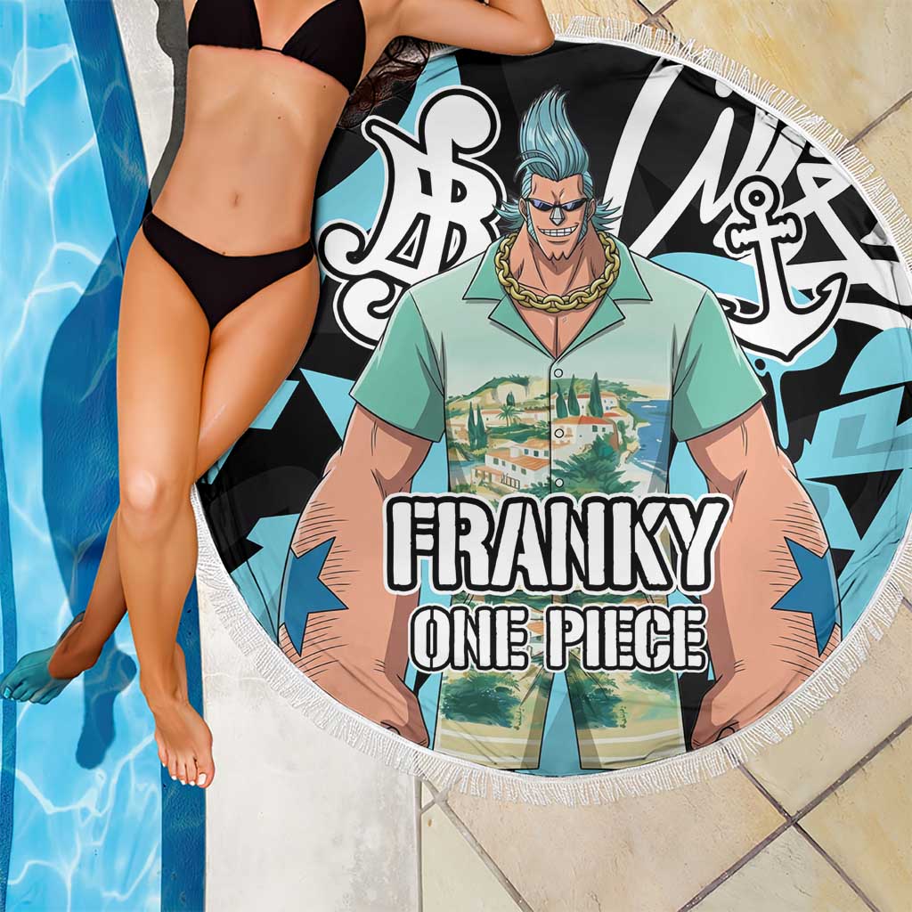 Franky One Piece Beach Blanket Graffiti Street Art Anime Collage