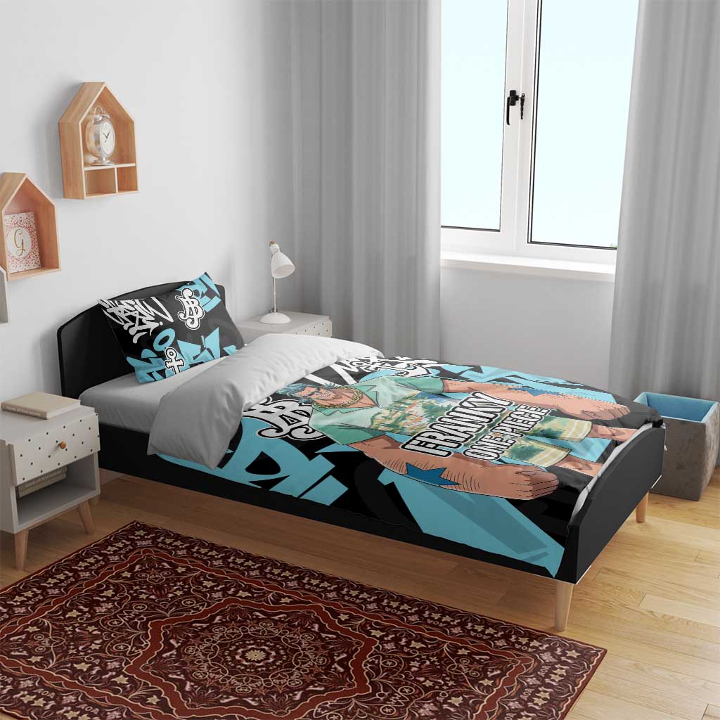 Franky One Piece Bedding Set Graffiti Street Art Anime Collage