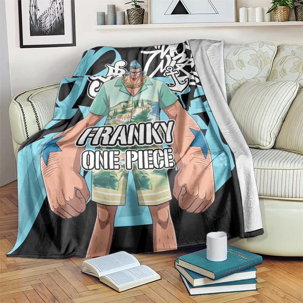 Franky One Piece Blanket Graffiti Street Art Anime Collage