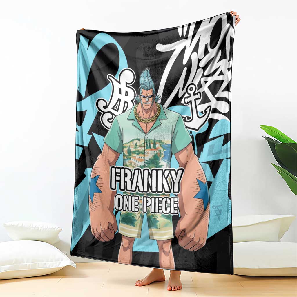 Franky One Piece Blanket Graffiti Street Art Anime Collage