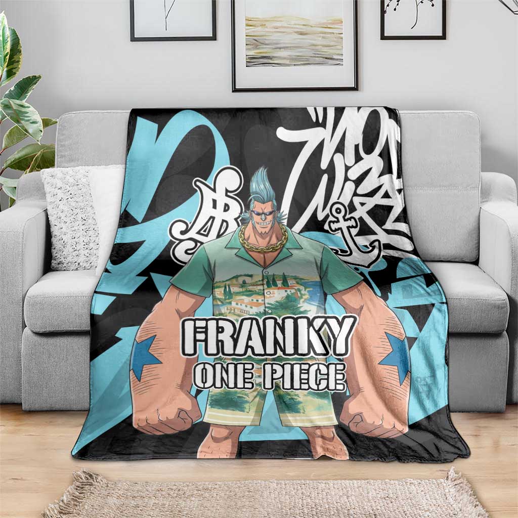 Franky One Piece Blanket Graffiti Street Art Anime Collage