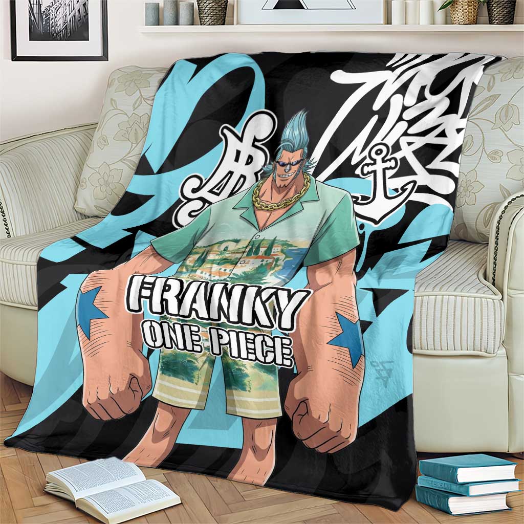 Franky One Piece Blanket Graffiti Street Art Anime Collage
