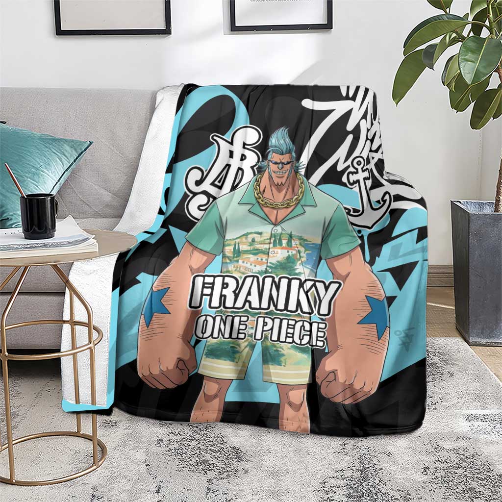 Franky One Piece Blanket Graffiti Street Art Anime Collage