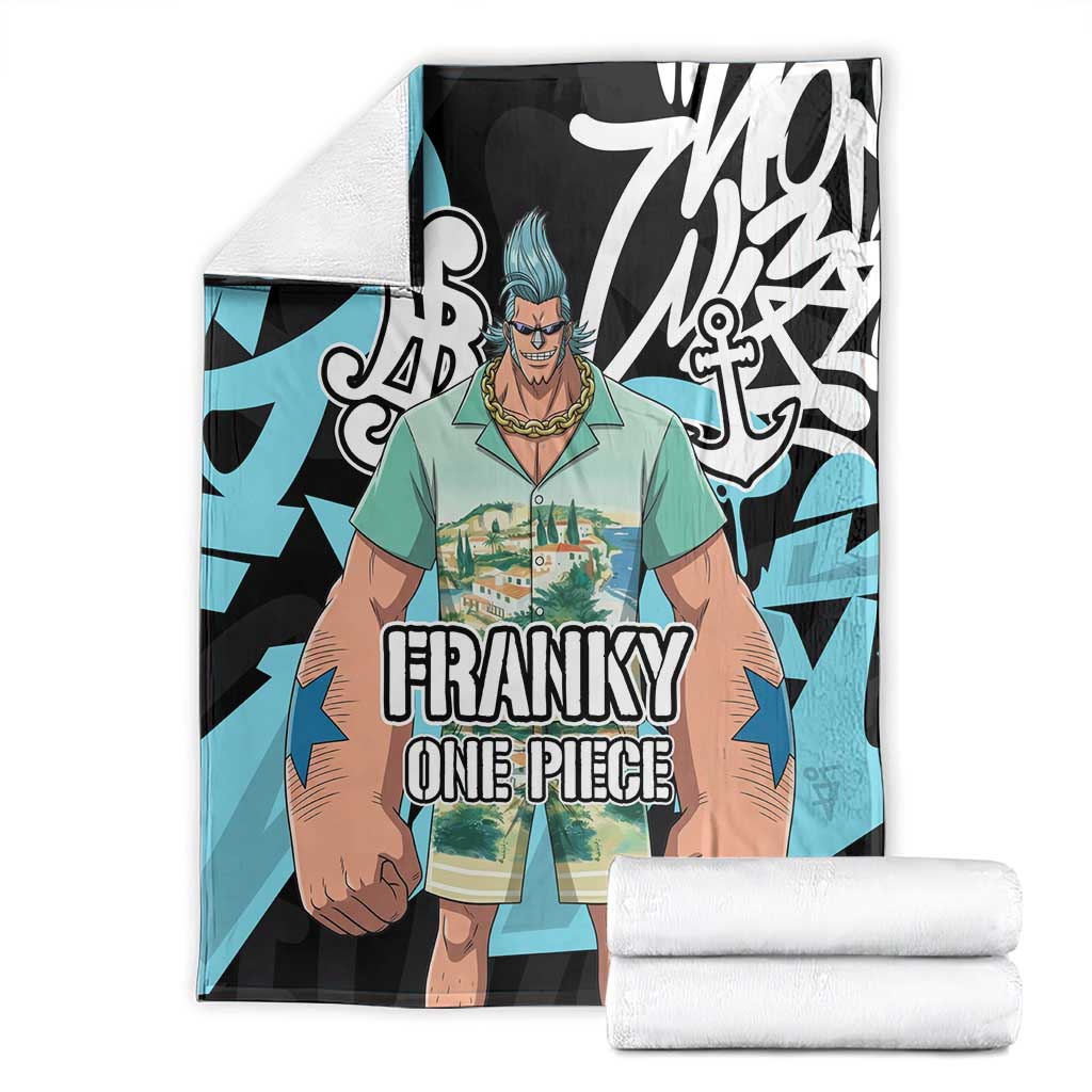 Franky One Piece Blanket Graffiti Street Art Anime Collage