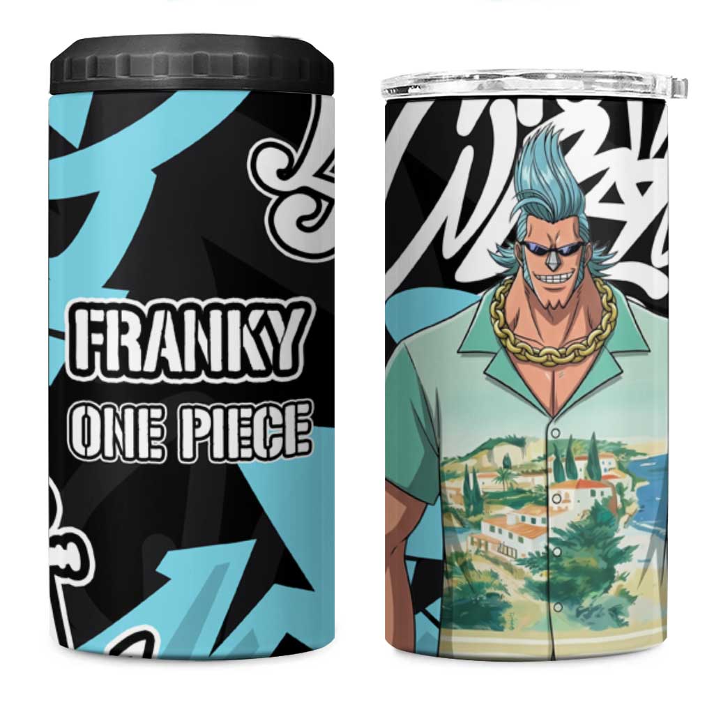 Franky One Piece 4 in 1 Can Cooler Tumbler Graffiti Street Art Anime Collage
