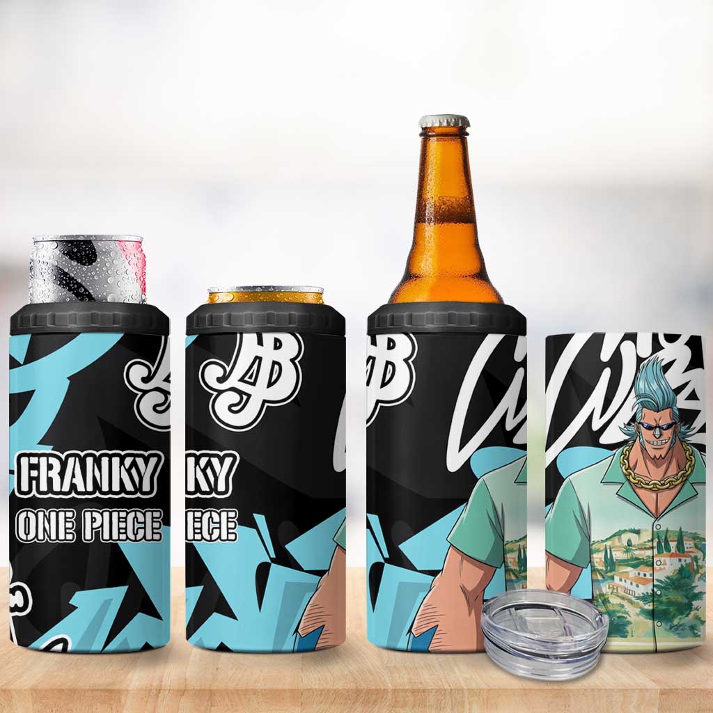 Franky One Piece 4 in 1 Can Cooler Tumbler Graffiti Street Art Anime Collage