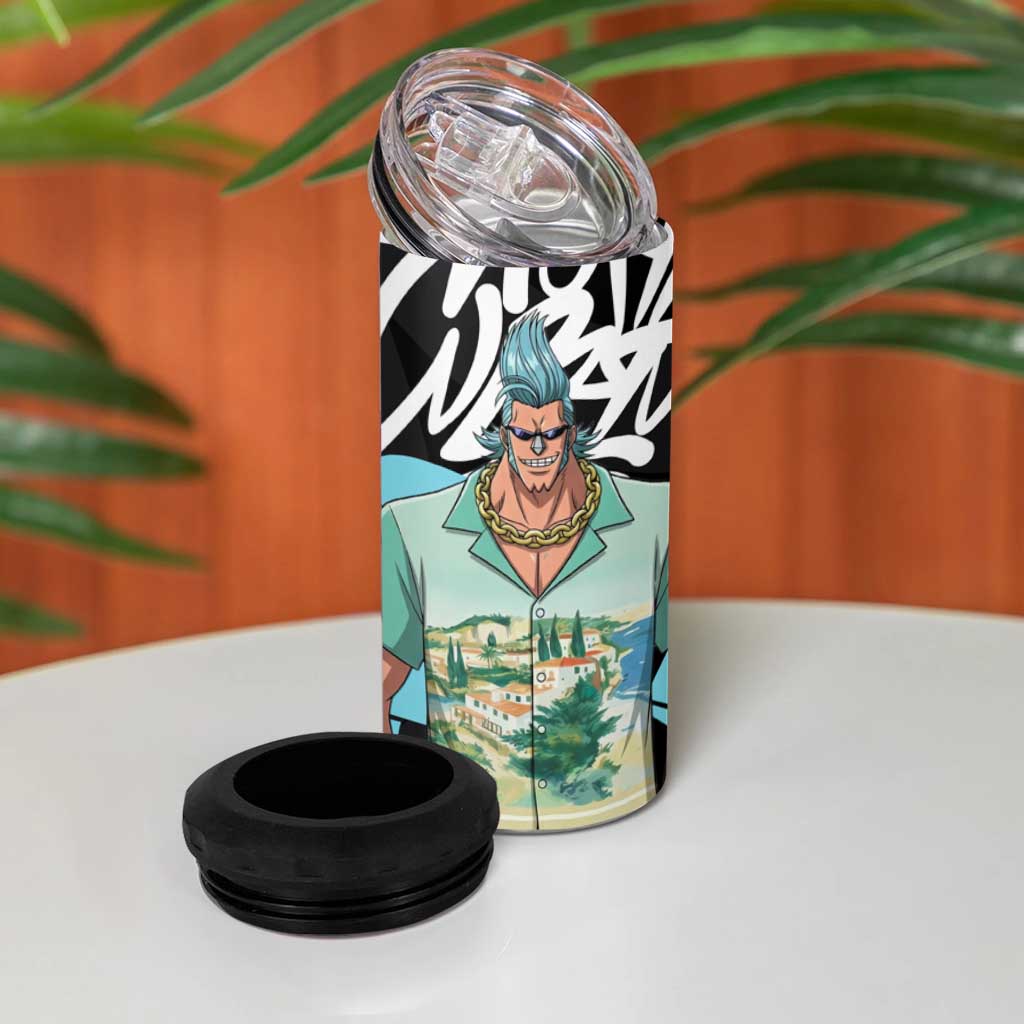 Franky One Piece 4 in 1 Can Cooler Tumbler Graffiti Street Art Anime Collage