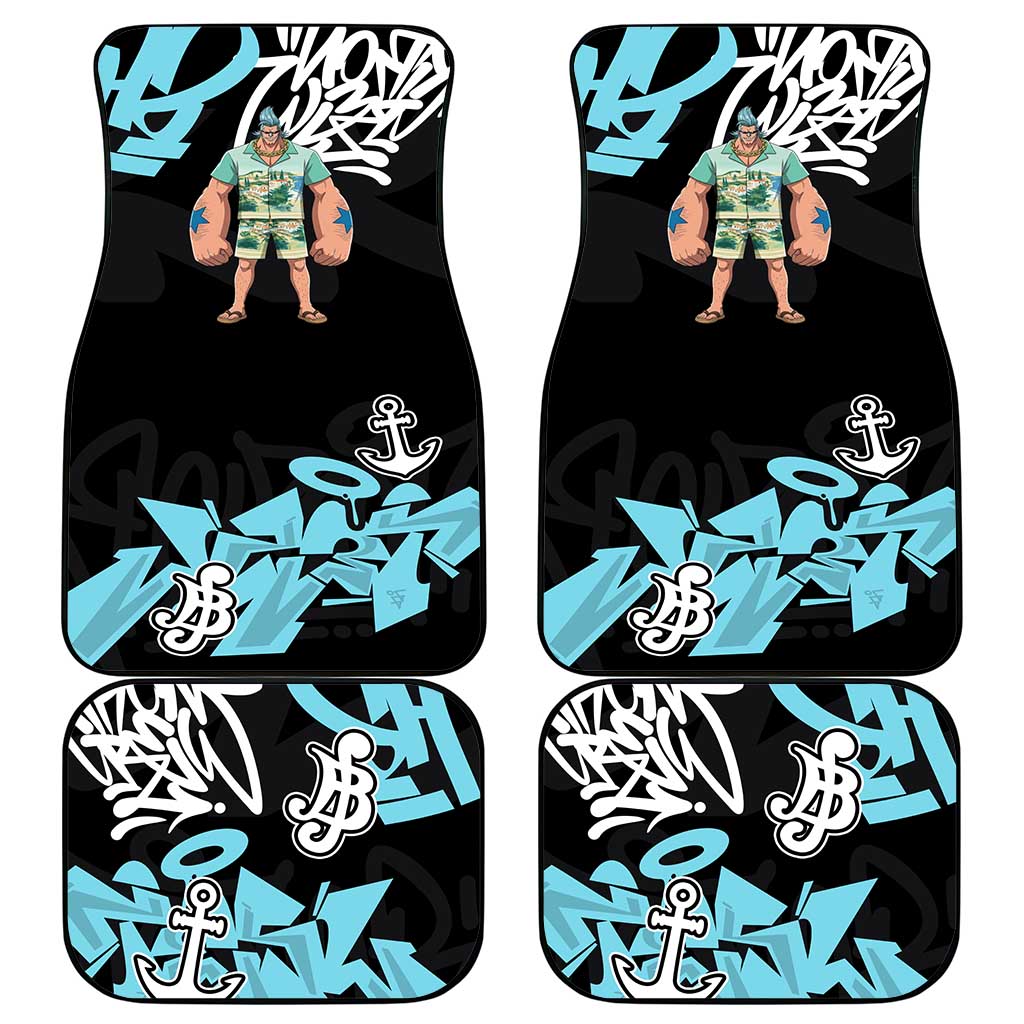 Franky One Piece Car Mats Graffiti Street Art Anime Collage