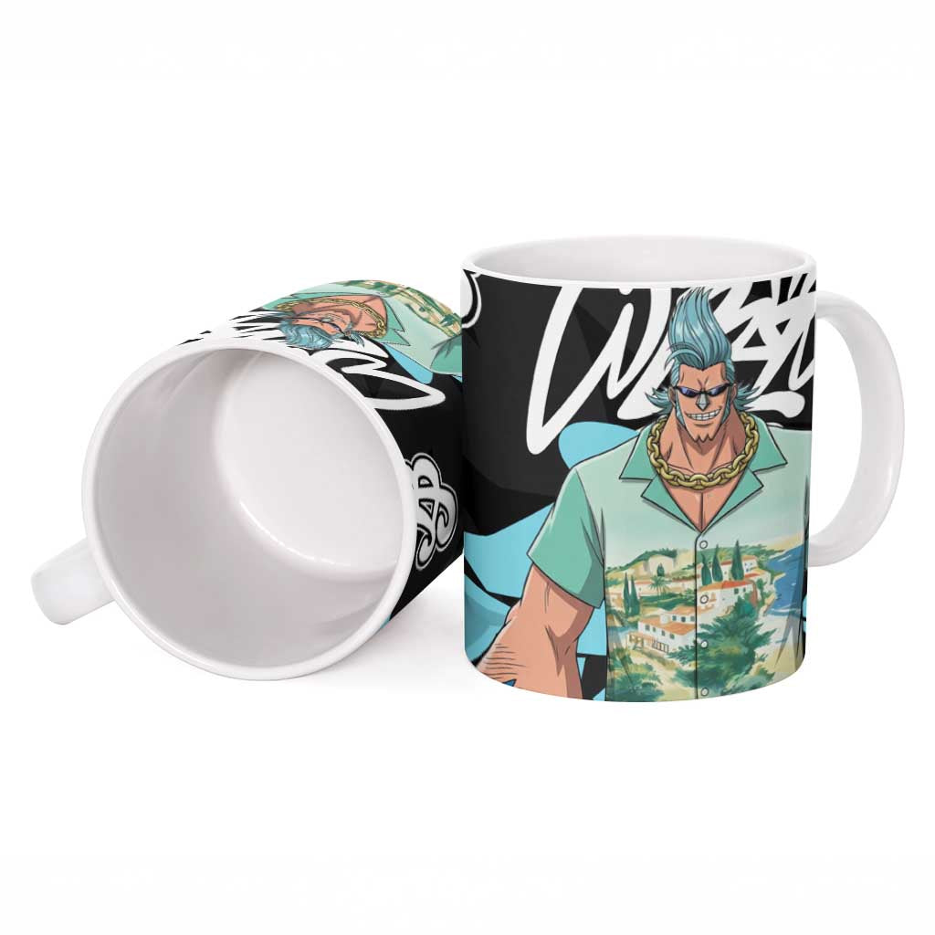 Franky One Piece Ceramic Mug Graffiti Street Art Anime Collage