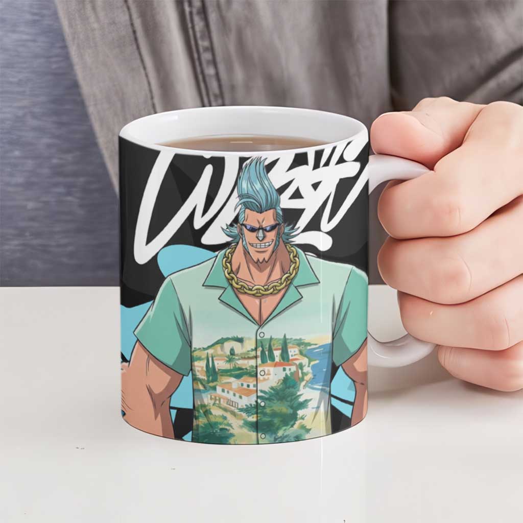 Franky One Piece Ceramic Mug Graffiti Street Art Anime Collage