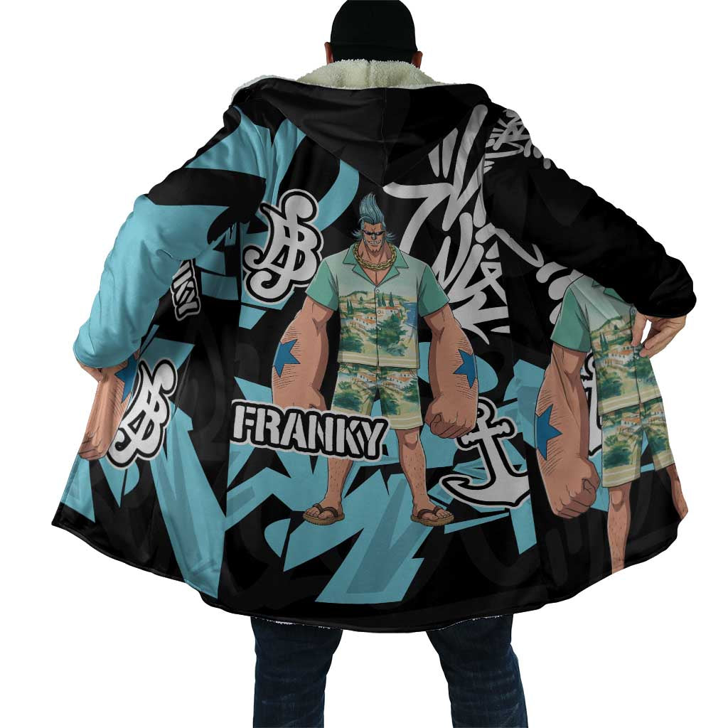 Franky One Piece Cloak Graffiti Street Art Anime Collage