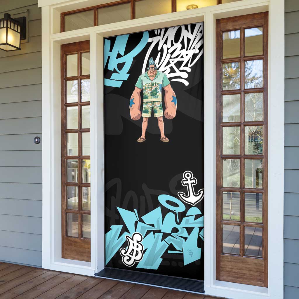 Franky One Piece Door Cover Graffiti Street Art Anime Collage