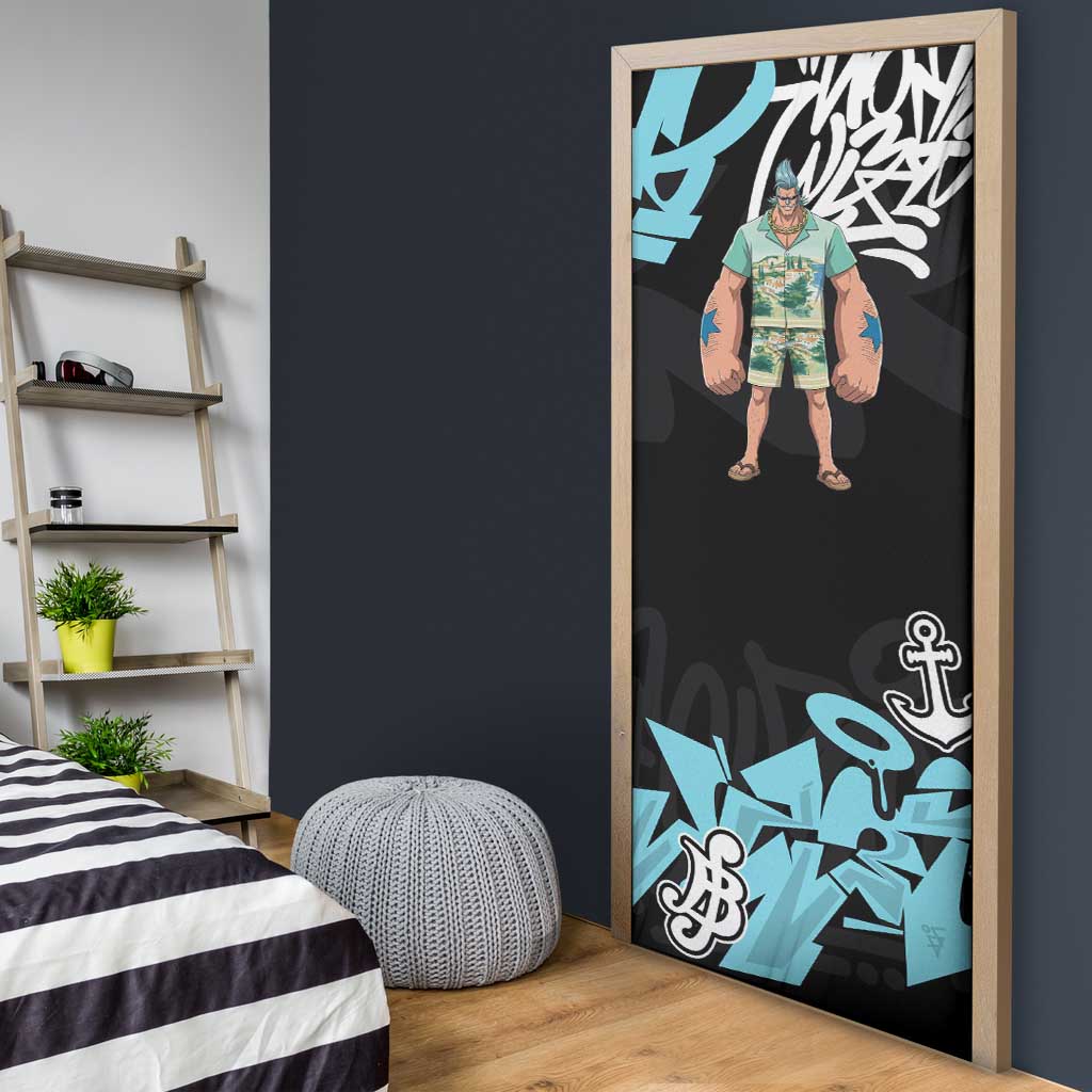 Franky One Piece Door Cover Graffiti Street Art Anime Collage