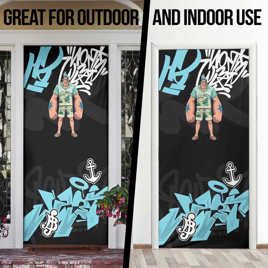 Franky One Piece Door Cover Graffiti Street Art Anime Collage