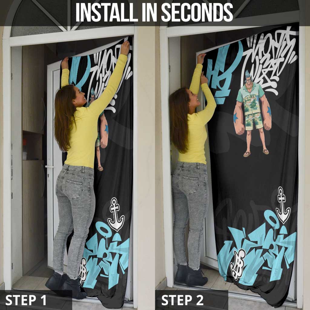 Franky One Piece Door Cover Graffiti Street Art Anime Collage