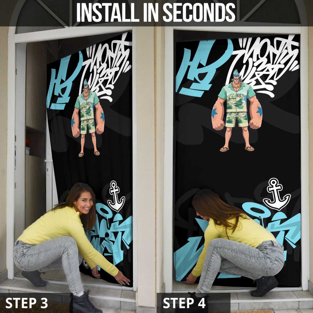 Franky One Piece Door Cover Graffiti Street Art Anime Collage