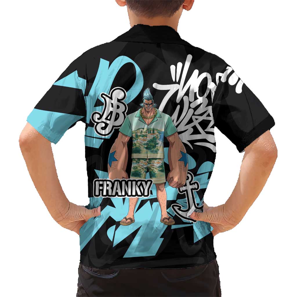 Franky One Piece Family Matching Off Shoulder Maxi Dress and Hawaiian Shirt Graffiti Street Art Anime Collage