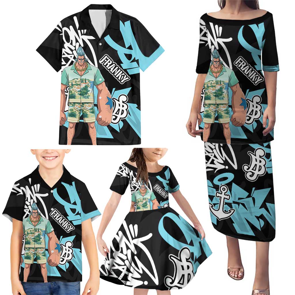 Franky One Piece Family Matching Puletasi and Hawaiian Shirt Graffiti Street Art Anime Collage