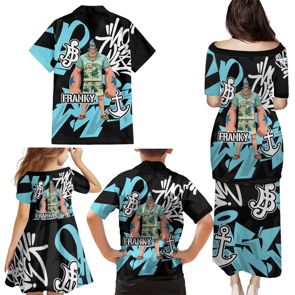 Franky One Piece Family Matching Puletasi and Hawaiian Shirt Graffiti Street Art Anime Collage
