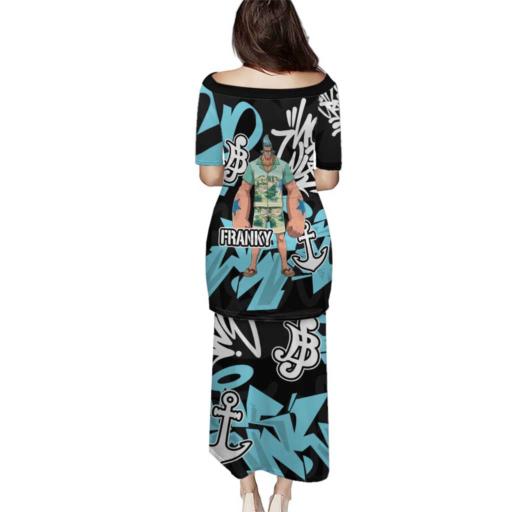 Franky One Piece Family Matching Puletasi and Hawaiian Shirt Graffiti Street Art Anime Collage