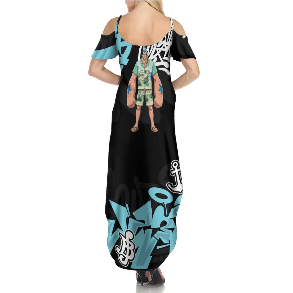Franky One Piece Family Matching Summer Maxi Dress and Hawaiian Shirt Graffiti Street Art Anime Collage