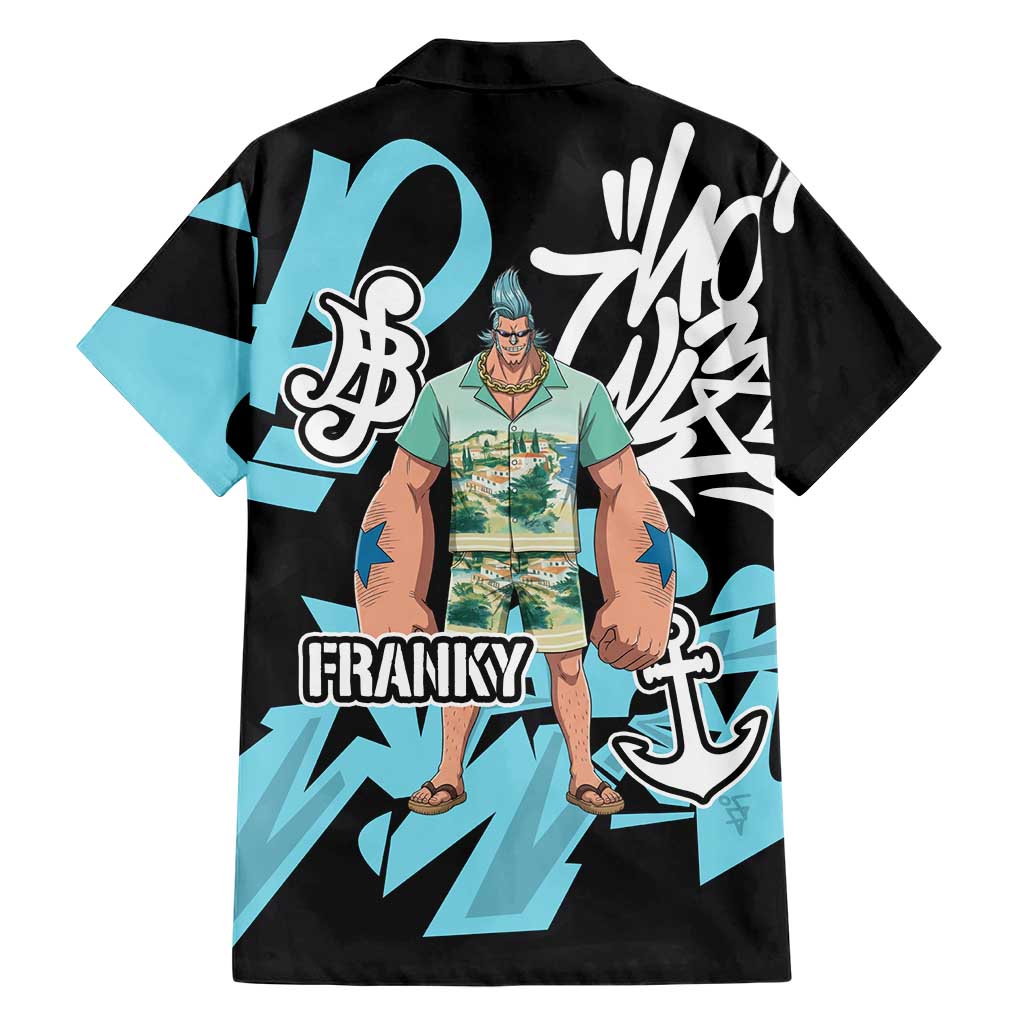 Franky One Piece Family Matching Tank Maxi Dress and Hawaiian Shirt Graffiti Street Art Anime Collage