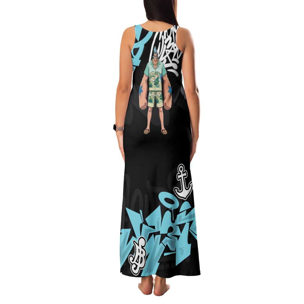 Franky One Piece Family Matching Tank Maxi Dress and Hawaiian Shirt Graffiti Street Art Anime Collage