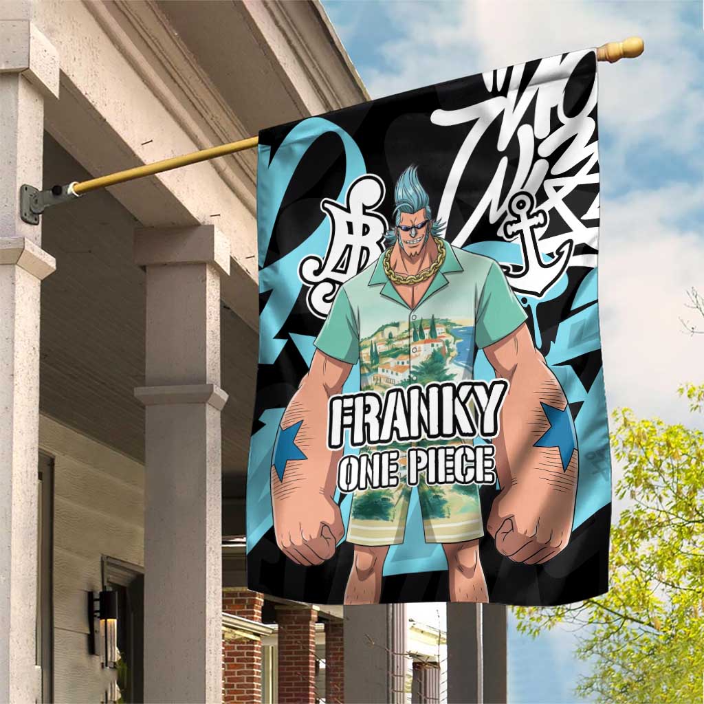 Franky One Piece Garden Flag Graffiti Street Art Anime Collage