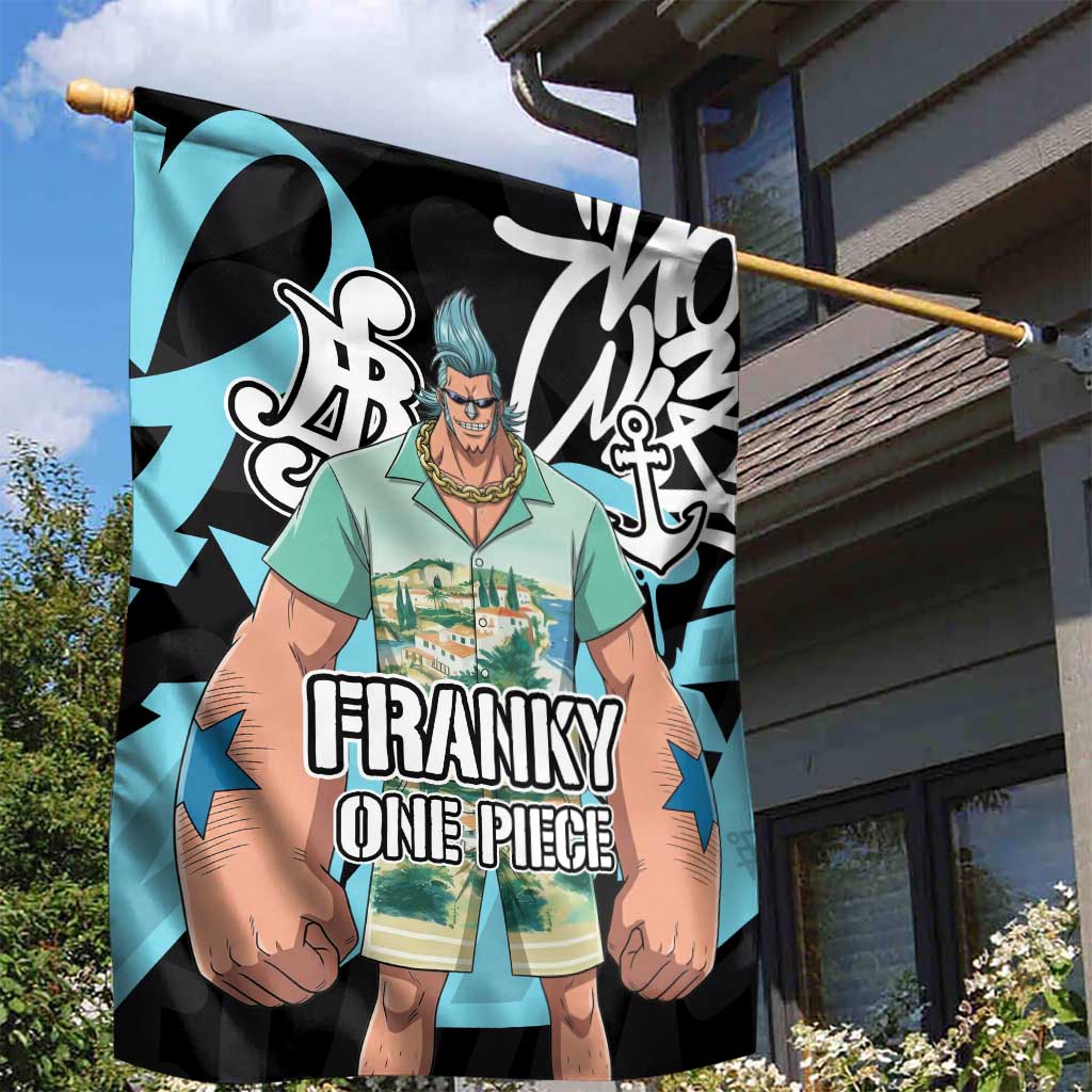 Franky One Piece Garden Flag Graffiti Street Art Anime Collage