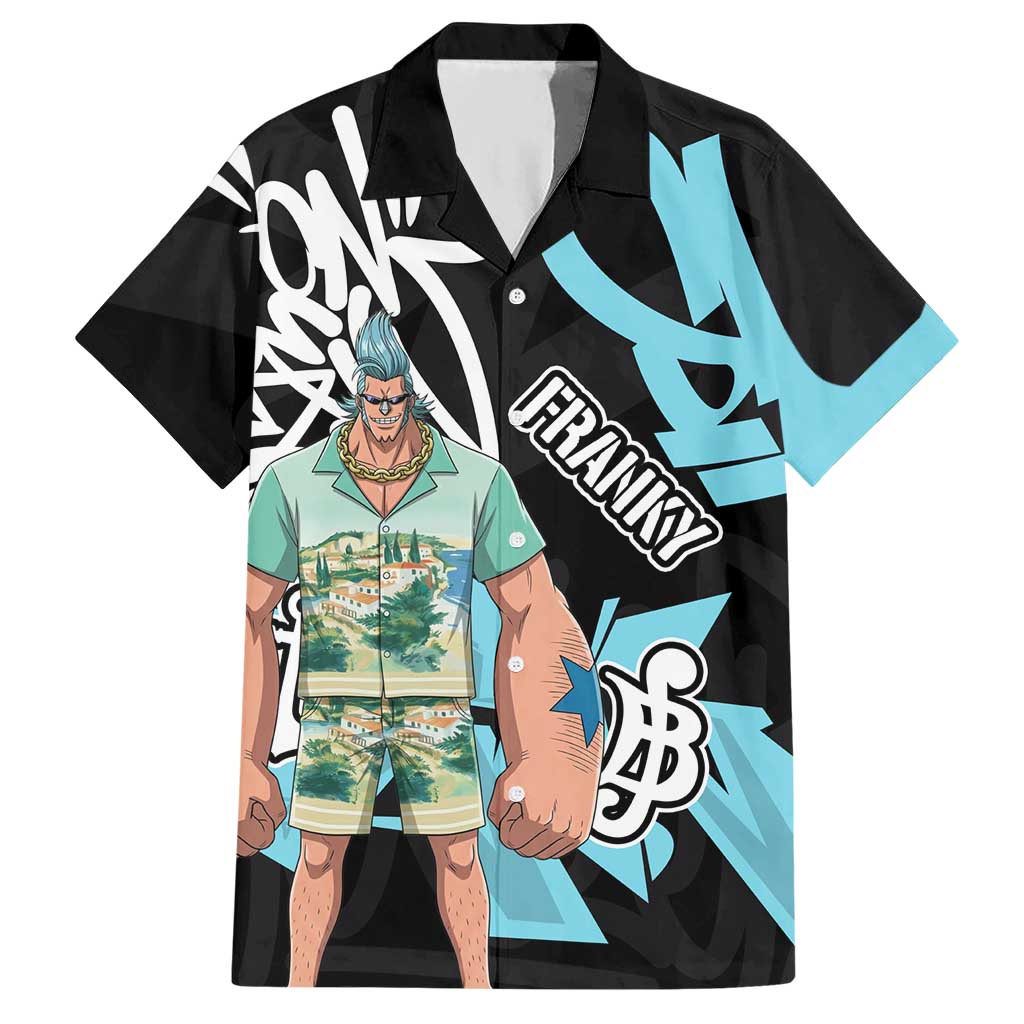 Franky One Piece Hawaiian Shirt Graffiti Street Art Anime Collage