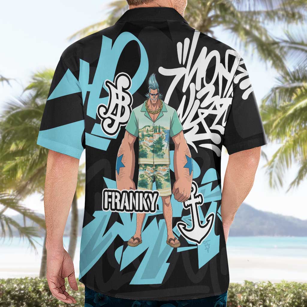 Franky One Piece Hawaiian Shirt Graffiti Street Art Anime Collage