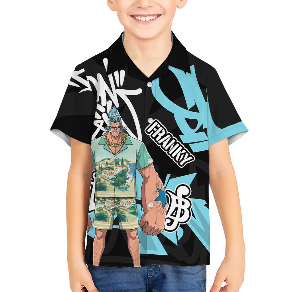 Franky One Piece Hawaiian Shirt Graffiti Street Art Anime Collage