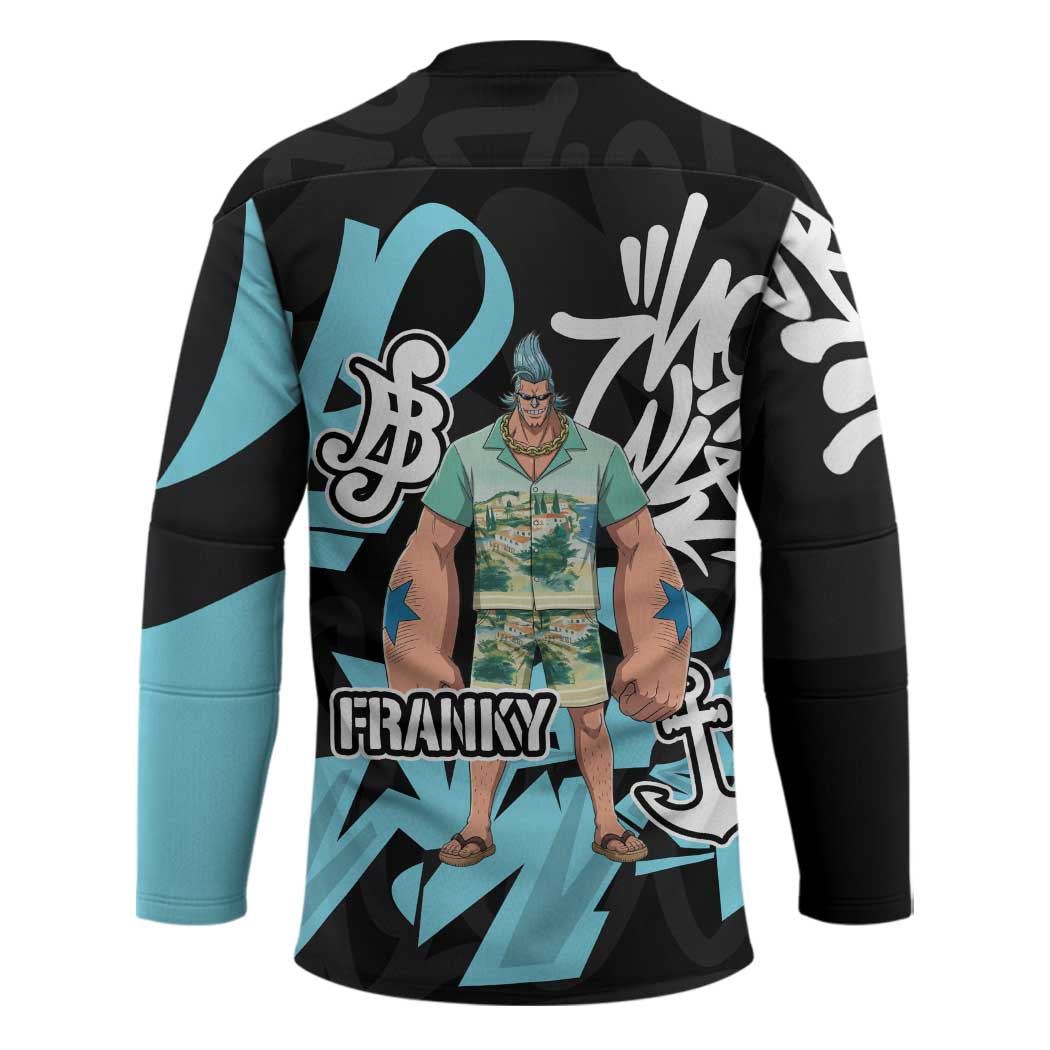 Franky One Piece Hockey Jersey Graffiti Street Art Anime Collage